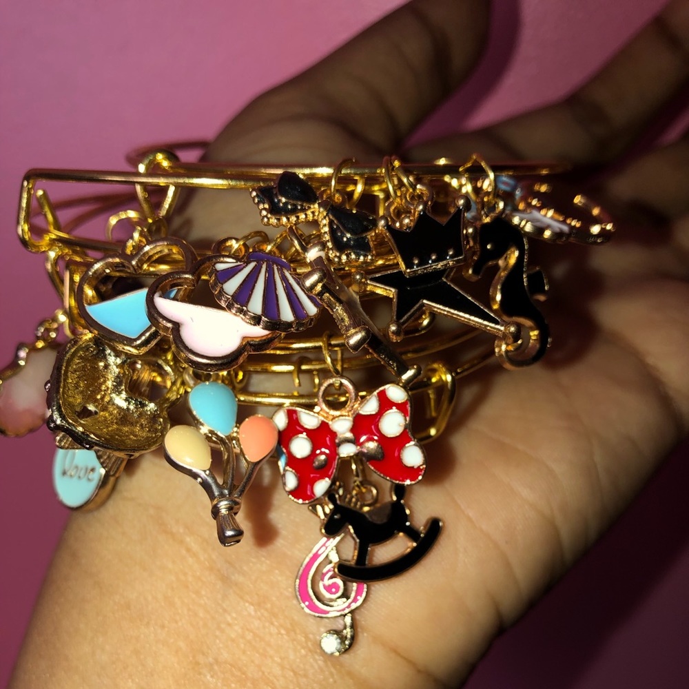 Custom gold charm bangles!